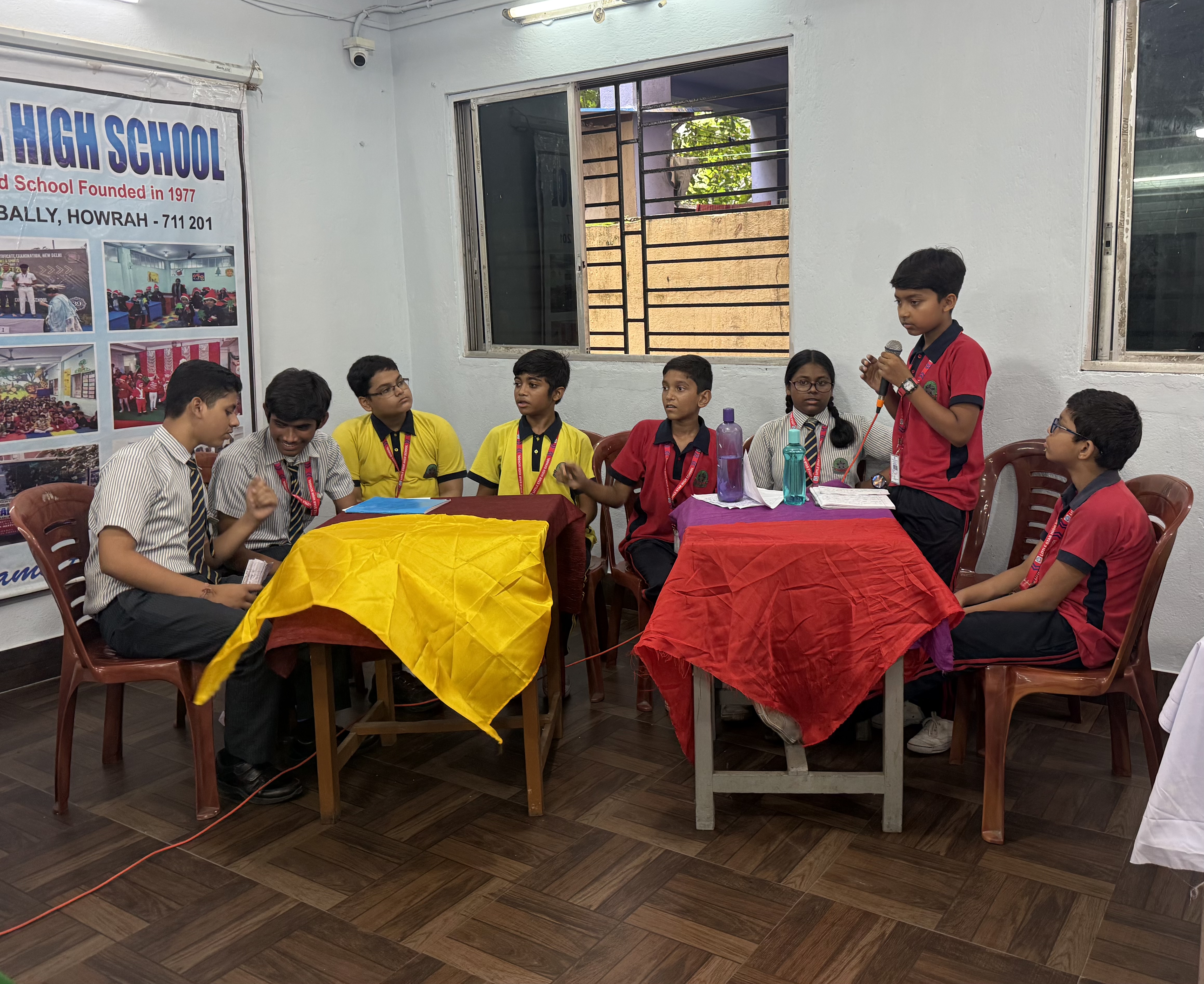 Students at a debate and quiz competition, Little Star High School